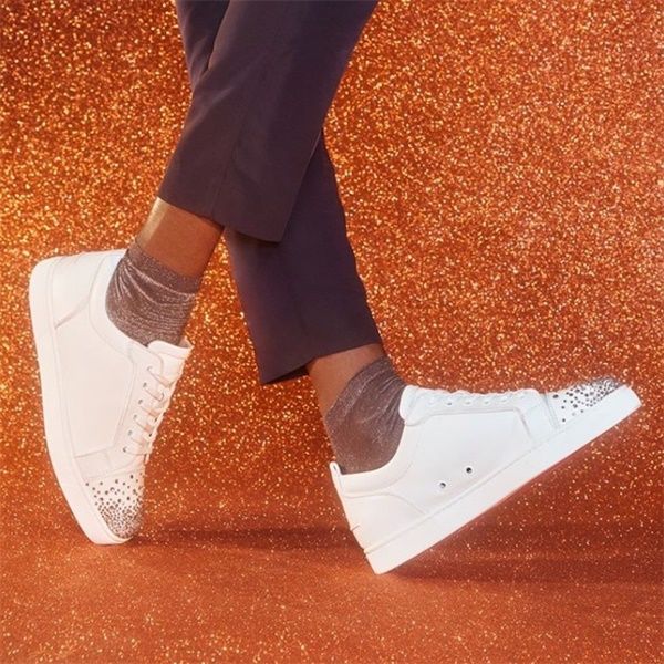 

designer red bottom junior spikes seavaste 2 orlato trainers real calfskin patent suede leather shoe men flat party wedding shoes eu47 t01, Black