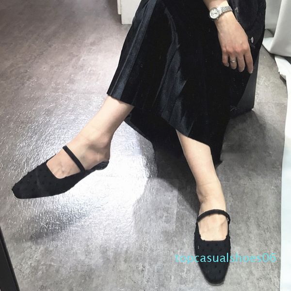 

2019 new spring summer square toe shallow casual outside print spliced low heels slippers women shoes fashion t6, Black