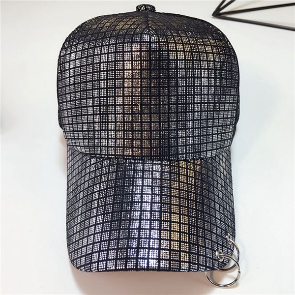 

myzoper 2019 new fashion solid shining lattice baseball cap hollow adjustable iron ring tide summer hat sunhat, Blue;gray