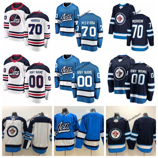 

2019 heritage white winnipeg jets joe morrow hockey jerseys alternate baby blue #70 joe morrow stitched jerseys customize name, Black;red