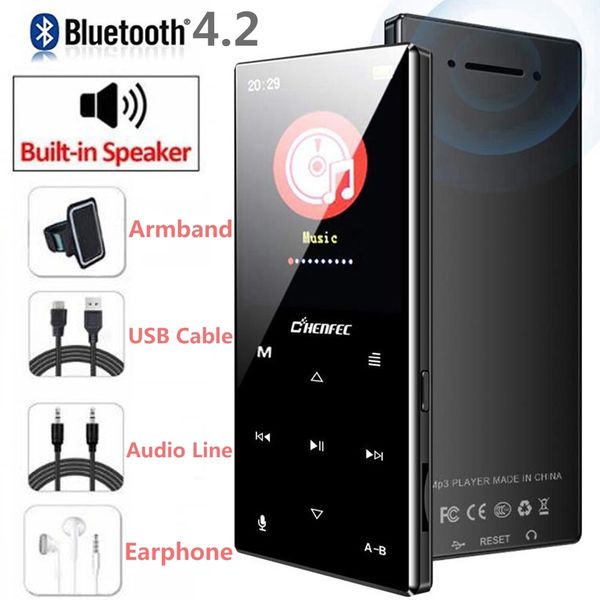 

mp3 player bluetooth4.2 with 1.8in screen touch button lossless music player with fm radio, recorder, support sd card up to 128g