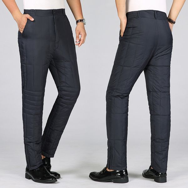 

новый стиль мужчины вниз фугу брюки брюки мягкие стеганые теплые зимние открытый повседневные брюки, Black