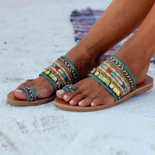 

plus size vintage women artisanal sandals flip-flops handmade greek style flat slippers women summer boho flip flop sandals lady, Black