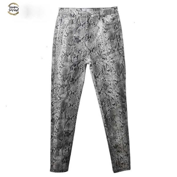 

women snake print pencil pattern trousers ladies high waist skinny fashion stretch autumn winter elastic female pants, Black;white