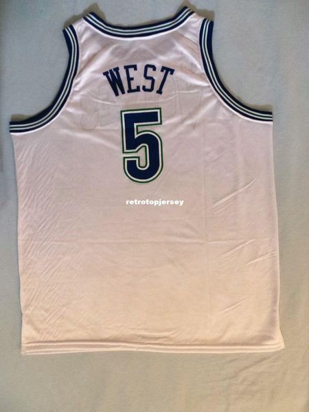

top doug west # 5 сшитая футболка rare usa mens vest размер xs-6xl сшитые баскетбольные майки ncaa, Black;blue