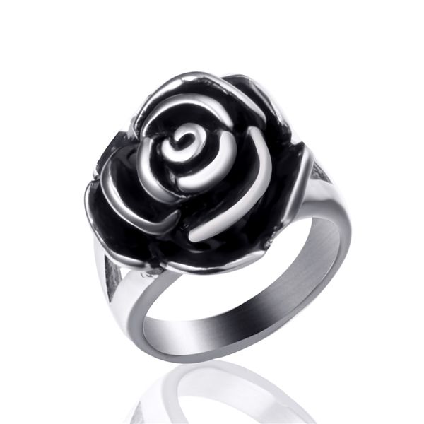 

womens stainless steel ring silver rose fashion wholesale jewelry