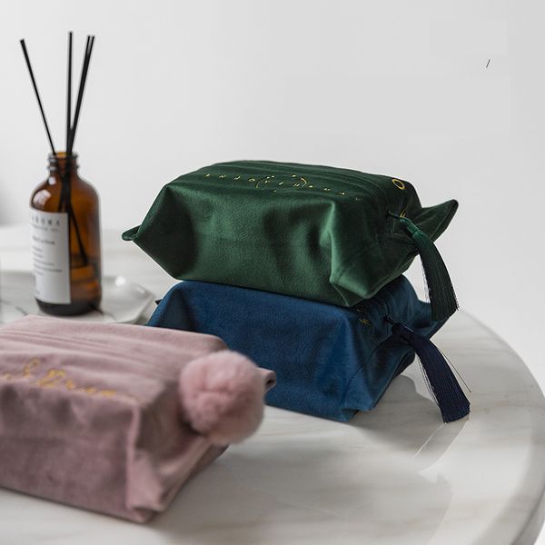 

facial tissue box cover holder soft velvet rectangular paper with tissues for bathroom bedroom dressers desks table 24x18cm