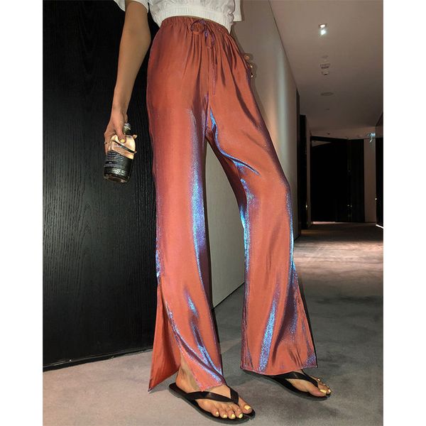 

women's pants & capris women 2021 spring autumn casual straight female high waist split draped trousers ladies elegant simple pantalone, Black;white