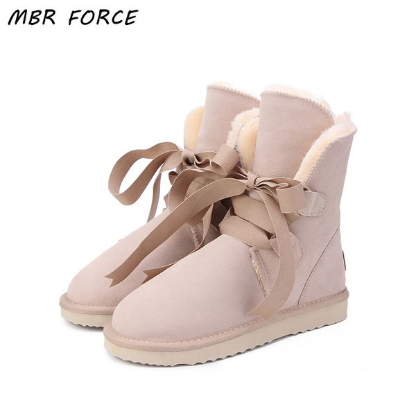 

mbr force new fashion women snow boots genuine leather winter boots warm women boots 12 colour shoes us 3-13, Black