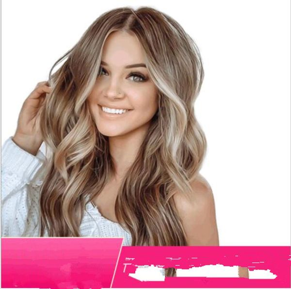 New Fashion European And American Wig Big Wave Linen Brown Mixed