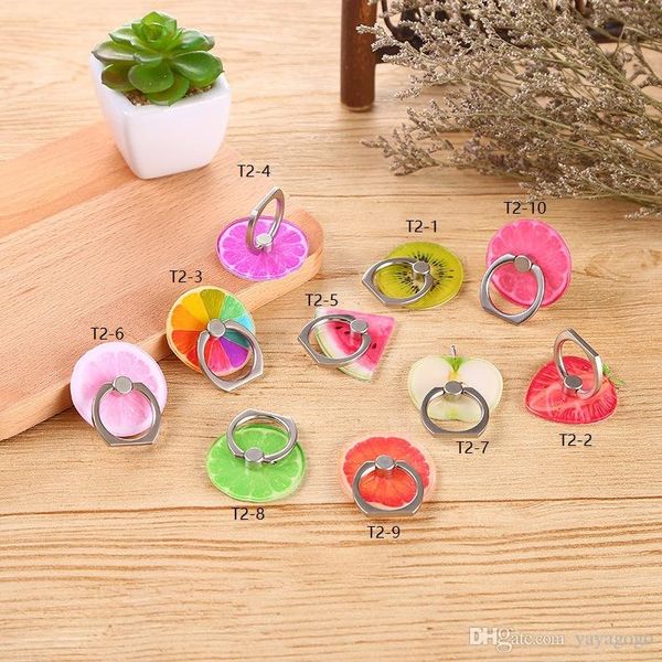 

good quality universal 360 degree fruite straberry orange finger ring holder phone stand for samsung huawei iphone mobile phones mounts