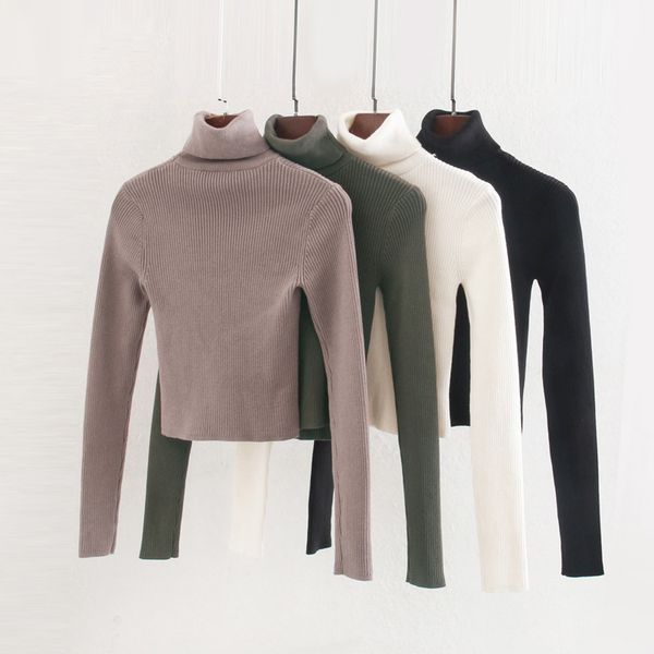 

novalya casual long sleeve sweaters women fashion solid short sweater women elegant turtleneck sweaters female ladies ai, White;black