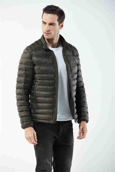 

solid color men outerwear stant collar designer plus size mens down fashion warm down jackets with zipper coats, Black