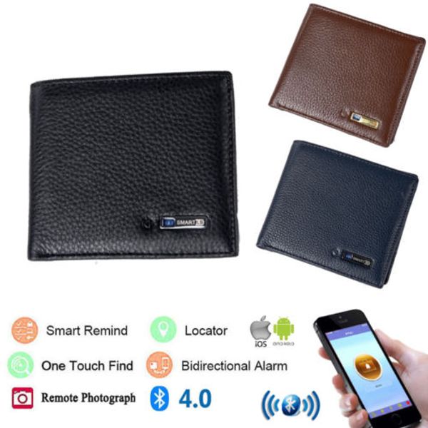 

smartlb men business genuine leather bluetooth smart wallet anti lost / theft selfie finder gps locator tracker purse