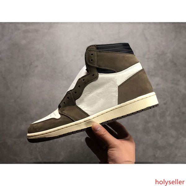 

suede 1 high travis scotts cactus jack basketball shoes dark mocha ts sp 3m mens 1s trainers sports sneakers size 7-12 with box