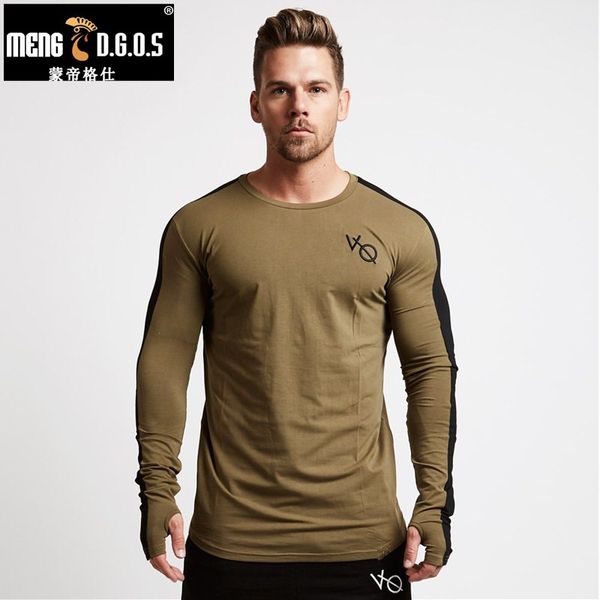 

New Autumn New Men Long Sleeved T Shirt Cotton Raglan Sleeve Gyms Fitness Workout Clothing Male Casual Fashion Brand Tees Tops