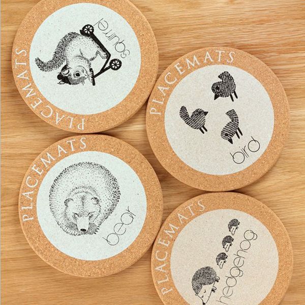 

cute animal round cork drink coffee cup mat pad placemat for table decoration