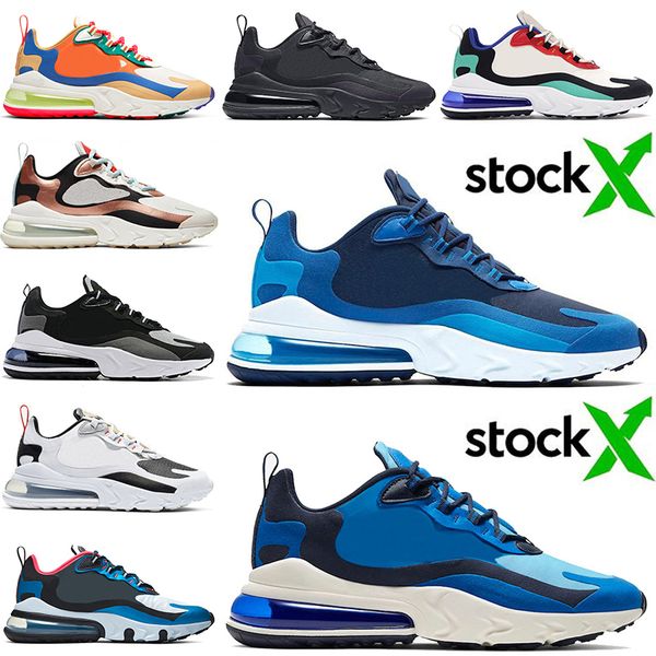 

2020 most trendy stock x men designer sneakers 270 react women running shoes react size 36-45 script blue void bauhaus blue with orange, White;red