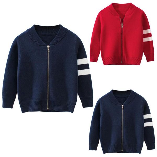 

boys jackets spring autumn fashion children solid outerwear toddler kids long sleeve fashion zipper stripe winter coats outwear, Blue;gray