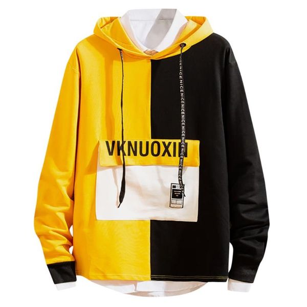 

мужские сыпучие письма печать hoodie пуловера людей вскользь лоскутная street износа толстовка длинным рукавом hip hop толстовки sudaderas, Black