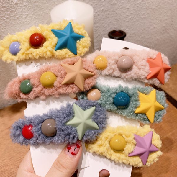 

ягненок волосы звезды шпилька конфеты цвет пушистый bb клип заколка аксессуары для волос красоты инструменты для укладки дропшиппинг новое п, Golden;white