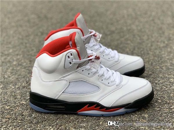 

air authentic high og 5 fire red retro basketball shoes white black 3m reflective tongue the last dance 5s men sports sneakers da1911-102