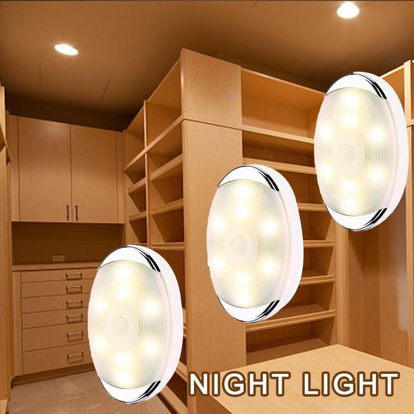 

3 pack wake up lamps motion sensor cabinet lights 3d wardrobe light led night lights emergency light indicator