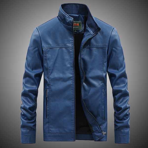

solid color spring autumn pu leather jacket men 2020 fashion slim thin leather coat for male plus size 4xl jacket d2924, Black
