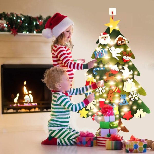 

diy felt christmas tree wall hanging ornaments christmas decor for home artificial tree with string light new year navidad