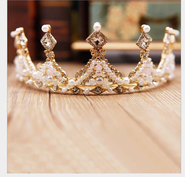 

crown headdress princess crown girl diamond hoop birthday gift show dresses high-end performing accessories, Slivery;golden