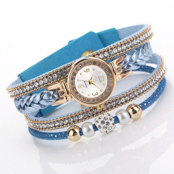 

bracelet watch casual fashion women wristwatch gift digital display leather strap jewelry charm hasp buckle quartz round shape, Slivery;brown