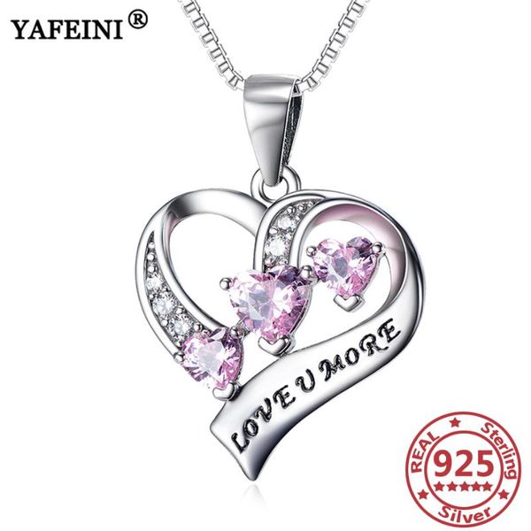 

yafeini 925 sterling silver heart necklaces cubic zircon pendant necklaces silver 925 jewelry chain women mother's gifts