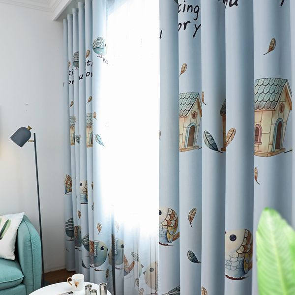 

factory price custom wholesale printing love birds curtains for bedroom living room shade