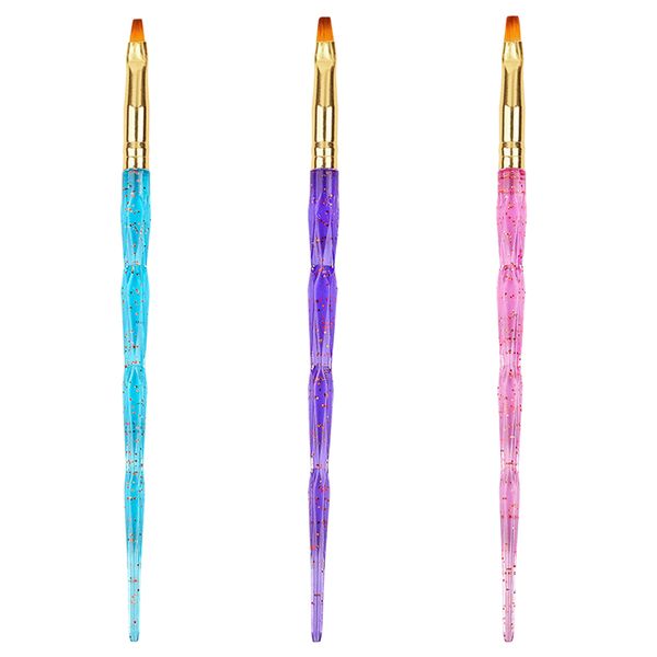 

3x flat uv gel brush nail art diy acrylic painting brush pens manicure tools