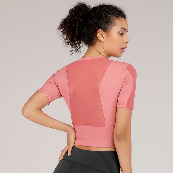 

women's fitness shirt yoga female running sport t-shirt gym workout quick dry summer professional sportswear s-l, White;red