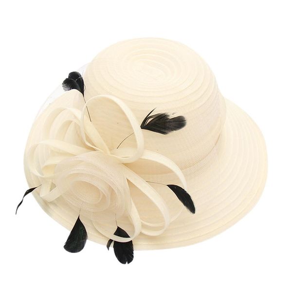 

summer women's hat female elegant wide church brim kentucky daily cap fascinator bridal tea party wedding ladies fedoras hat rrxgb, White
