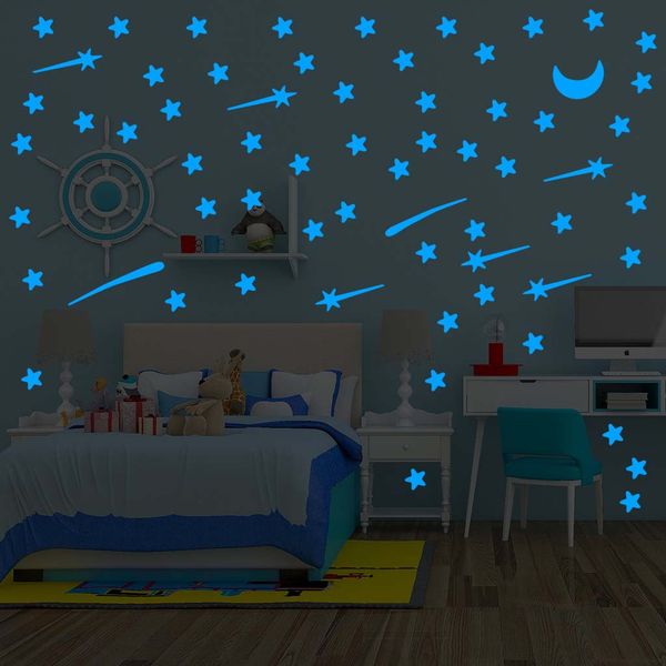 Meteor Shower Wall Stickers Luminous Stars Home Decal Fluorescent