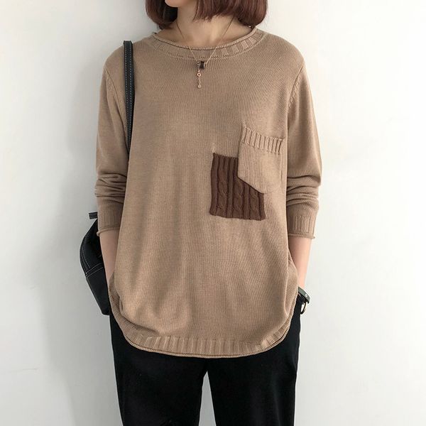 

fashion women v-neck sweater autumn spring 2019 new thin pullover contrast color o neck long sleeve casual basic yoyikamomo, White;black