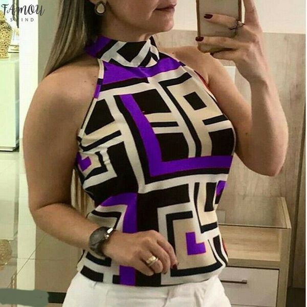 

women blouses leopard print ladies shirts and halter applique blouse sleeveless womens clothing summer female blouses, White