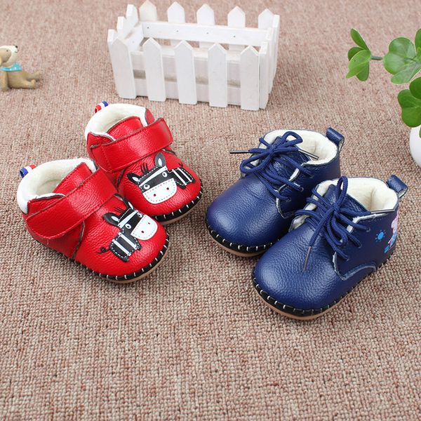 

1 year old winter cowhide men and women baby shoes soft bottom non-slip baby toddler shoes 18 months thick new winter