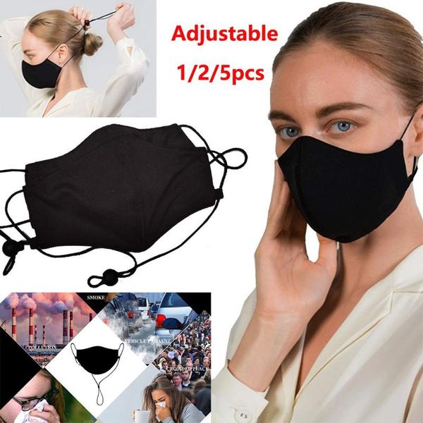 

12/5pc respirator cycling safe gift mouth-muffle mascarillas masque activated carbon filters mouth face cover reusable dustproof, Black
