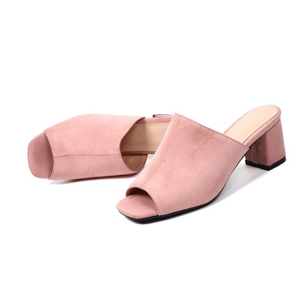 

women's slippers spring/summer 2020 suede fish mouth sandals outdoor comfort shoes size 34-44, Black