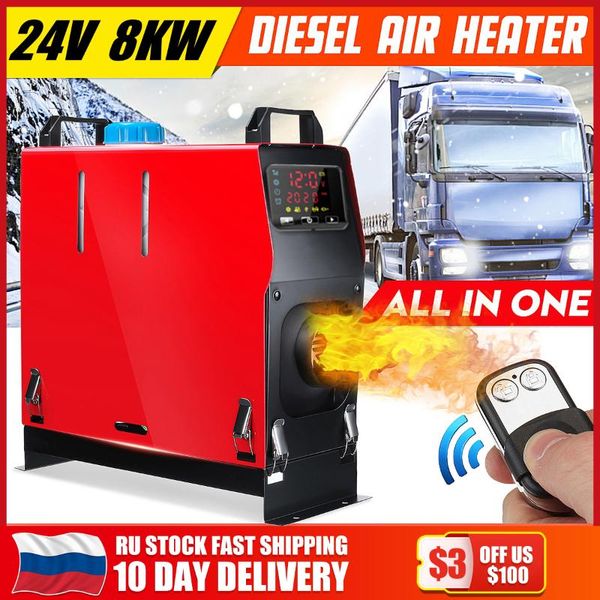 

8000w 24v all in one car heating tool diesel air heater single hole lcd monitor parking warmer for car truck bus boat rv model