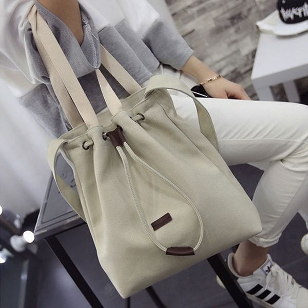 

women's fashion shoulder bag canvas brand handbag bags for woman 2018 girl string open durable female large tote messenger bag