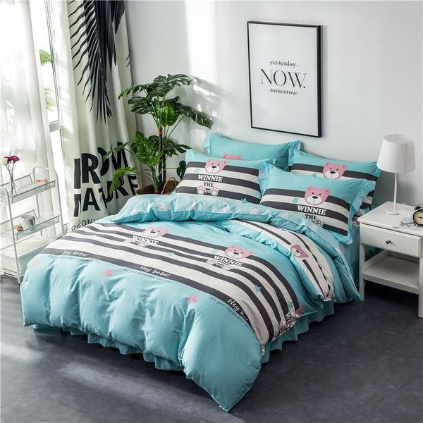 

cotton denim cotton bed skirt princess lace cover quilt cover bedding