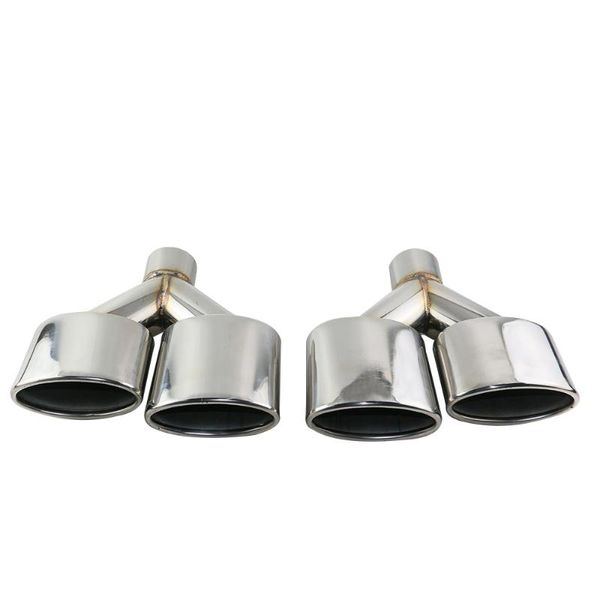 

universal 1set stamped ag car muffler exhaust tips 2.2in inlet oval outlet tiger mouth tailpipe car style nozzles ship