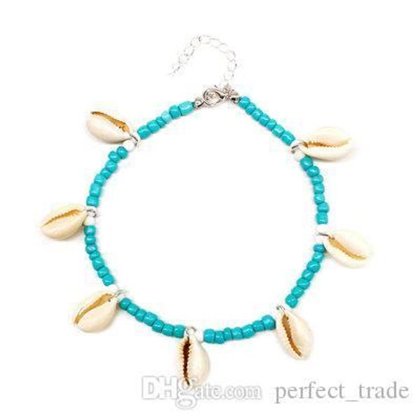 

natural shell beach chain anklet weaving bead ankle bracelets fashion handmade foot ornaments jewelry gift sale, Red;blue