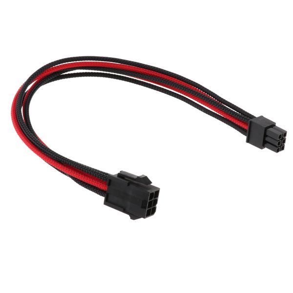 

6 pin pci-e gpu sleeved black & red power supply psu extension cable (30cm