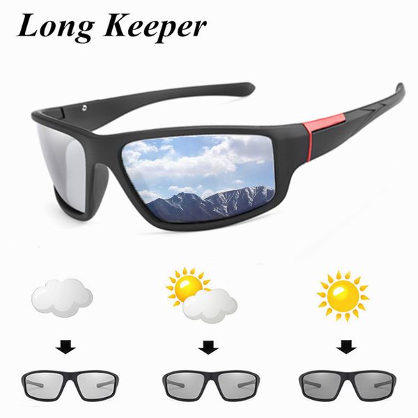 

2019 new driving pchromic sunglasses men polarized chameleon discoloration all day change color gafas de sol, White;black