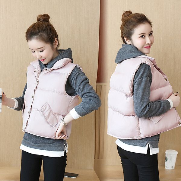 

p shoot korean-style loose-fit short fall and winter clothes black and white with pattern cotton vest students cotton vest w, Blue;black